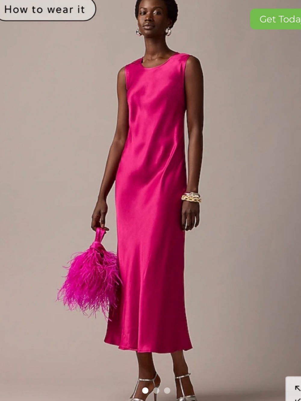 J. Crew Fuchsia Silk Slip Dress
